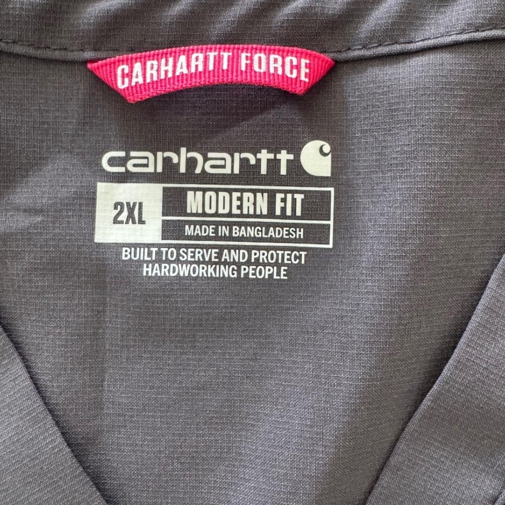 Carhartt Force Women's Gray Modern Fit Scrub Top V Neck Short Sleeve Size 2XL - Picture 7 of 8